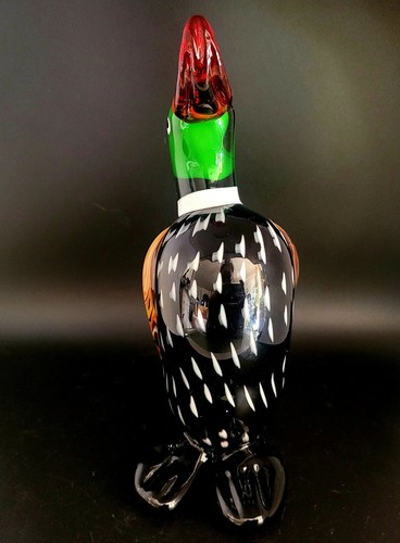 Figura única de pato mallardo rojo pájaro de vidrio soplado a mano de Murano - Imagen 5 de 12