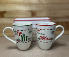Lenox Christmas Mr & Mrs Hosting the Holidays Mug Set. New