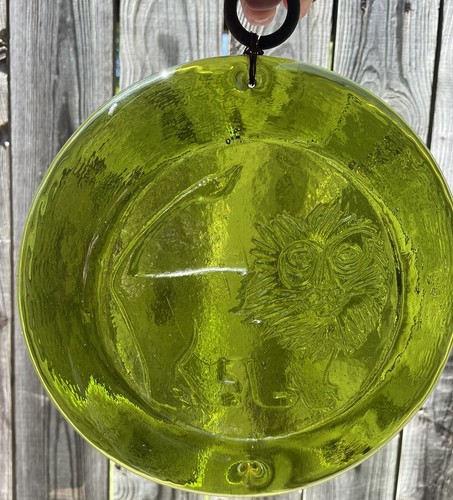 Großer Vintage 60er Jahre Blenko Sonnenfänger Sternzeichen Löwe 9" in "olivgrün" - Bild 5 von 7