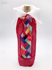 Handmade Korean Style Drawstring Linen Wine Champagne Bottle Cover Red color