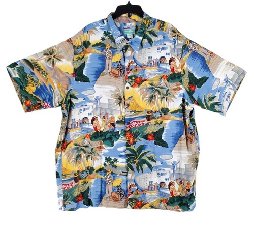 Vtg Reyn Spooner Shirt Vibrant Whimsical Floral 40s 50s Hawaiian Tourists 3XL Ms - Picture 10 of 11
