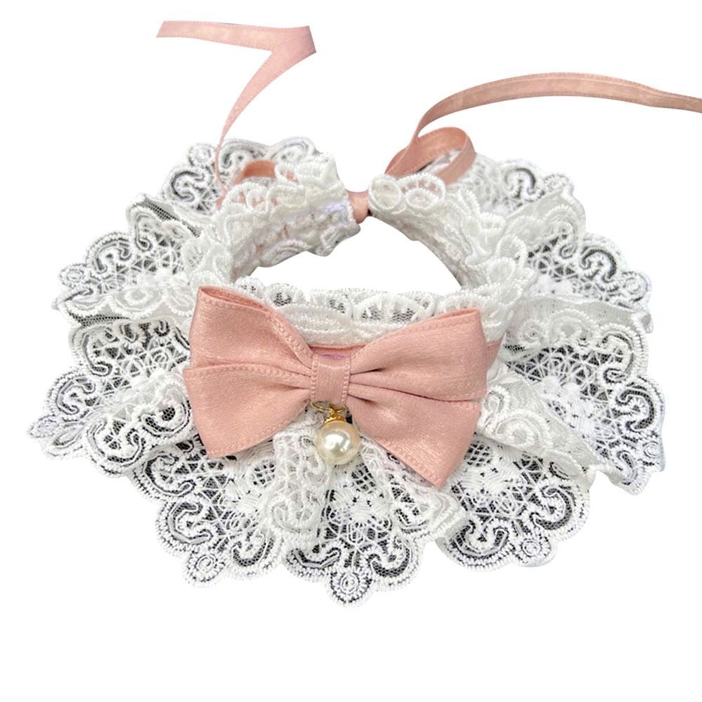 Necklace Neck Strap Pearl Collar Dog Neckerchief Puppy String Bib Lace Bowknot - Picture 15 of 16
