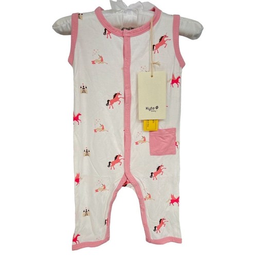 NEW Kyte BABY Girl's Sleeveless Snap Bamboo Romper Unicorn 12-18M Unicorns