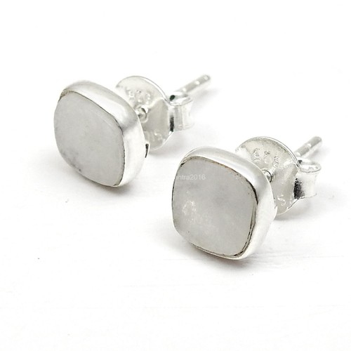 Naturale Pietra Lunare Arcobaleno Argento Sterling Elegante Anniversario Bottone - Foto 4 di 9