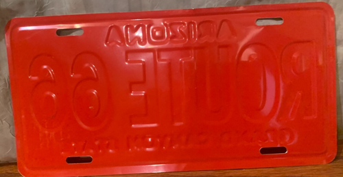 Route 66 Arizona Red Novelty Metal License Plate Grand Canyon State - Foto 2 di 2