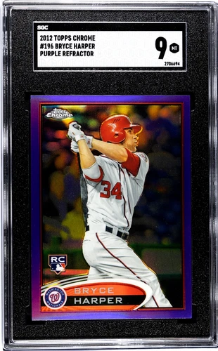 2012 Topps Chrome Rookie RC Retail Purple Refractor Bryce Harper #196 SGC 9