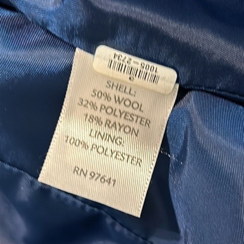 J. Jill Large Petite Wool Blend Sapphire Blue Peacoat Coat 3 Button Winter Lined - Picture 9 of 9
