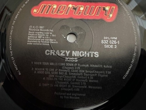 KISS CRAZY NIGHTS 1987 RECORD ORIGINAL POLYGRAM RECORD IN AMAZING CONDITION - Picture 6 of 8