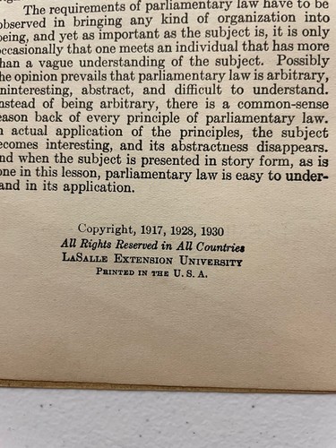 Parliamentary Procedure: Lecture Series Law Pamphlet Government 1930 - Picture 7 of 14