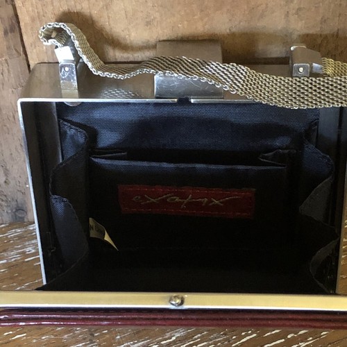 Vintage Burgundy Box Clutch Purse Handbag Exotix Brand Mesh Handle Bag - Picture 8 of 13