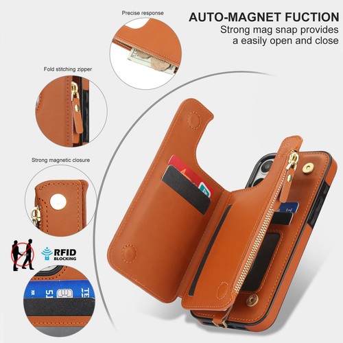 For iPhone 16 Pro Max 15 14 13 12 11 XR Kickstand Case Card Wallet Leather Cover - Picture 21 of 48