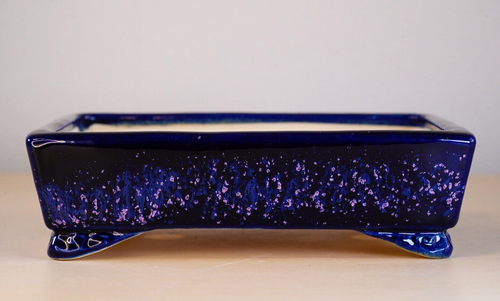 Japanese Bonsai Pot Tokoname AIBA KOYO 6.4"(16.2cm) Purple Glazed Rectangle Y733 - Picture 2 of 13