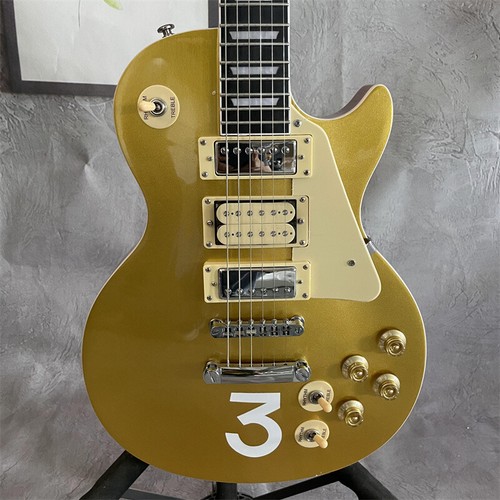 Gold #3 Deluxe 6 Corde Chitarra Elettrica Corpo Solido H-H-H Pickup Parti Cromate - Foto 4 di 6