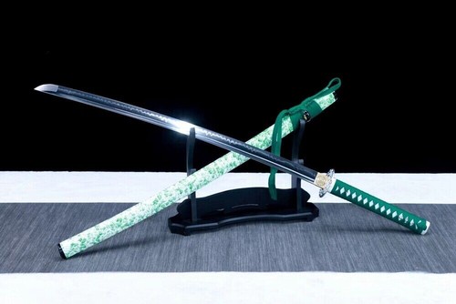 Espada japonesa Full Tang Samurai Katana 1095 acero arcilla hoja templada afilada - Imagen 5 de 9
