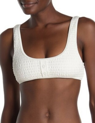 $120 KENDALL + KYLIE White Henley Scrunch Bikini Top & Bottoms Large NEW w/tags!