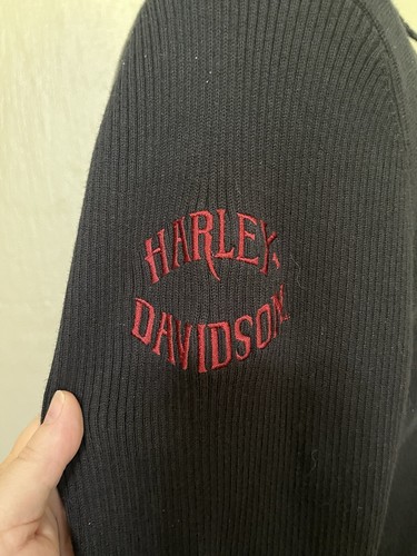 Harley-Davidson Womens Long Sleeve Zip Front Sweater Pockets Solid Black Sz XL - Picture 6 of 8
