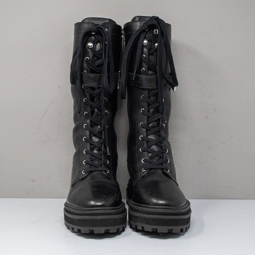 Schutz Moly Tall Black Leather Combat Boots Boot, Size 9.5 B - Picture 8 of 10