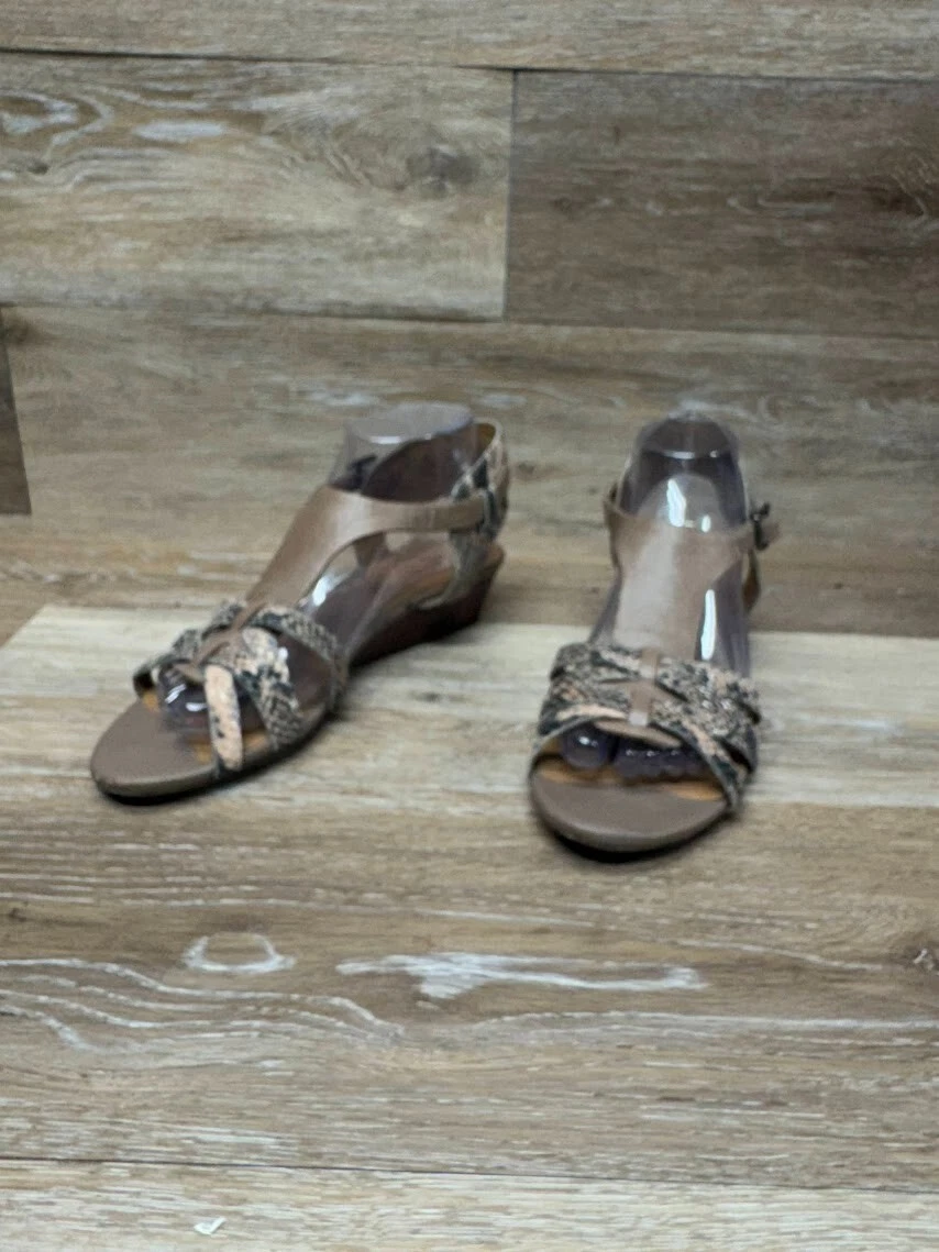 Sandali donna Clarks Artisan pelle di serpente pelle marrone zeppa taglia 8