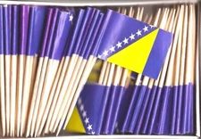 One Box of 100 Bosnia Toothpick Flags, 100 Small Mini International Flags