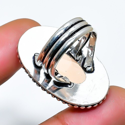 Morganite Gemstone Handmade 925 Sterling Silver Jewelry Ring Size 6.5 - Picture 2 of 2