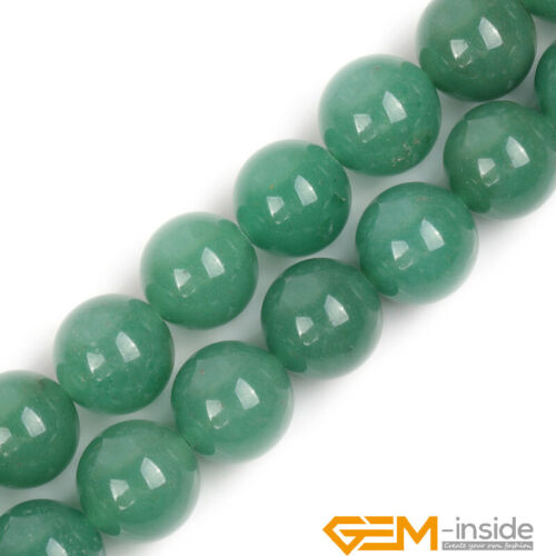 Green Aventurine Jade Natural Gemstone Round Loose Beads for Jewelry Making 15" - Foto 43 di 56