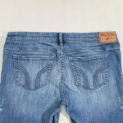 Jean Hollister femme boyfriend stretch taille basse crop léger délavé floral taille 9 - Photo 4/10
