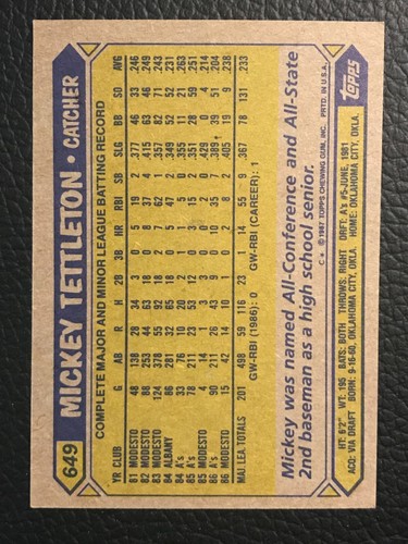 1987 Topps Baseball - Pick A Card -#601 - #792 - Picture 94 of 446