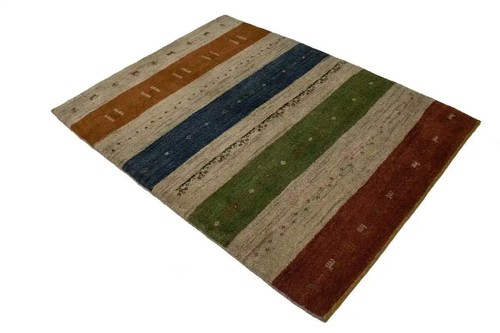 4X5 ft Handmade Modern Oriental Area Rug Striped Design Plush Home & Room Carpet - Picture 10 of 13