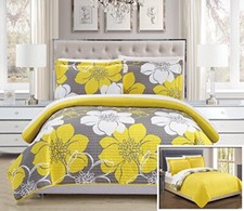 - QS1768-AN 3 Piece Woodside Abstract Large Scale Floral Printed Queen Yellow