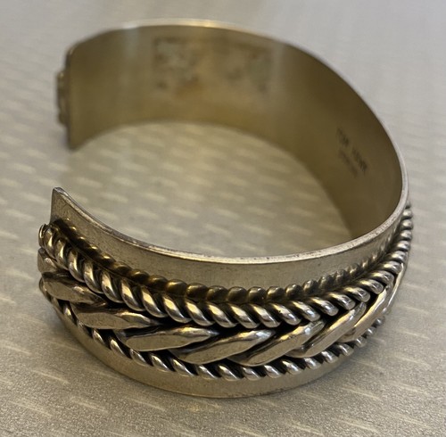 Tom Hawk Navajo Native American Sterling Silver Cuff Bracelet Layered Heavy 51g - Picture 7 of 12