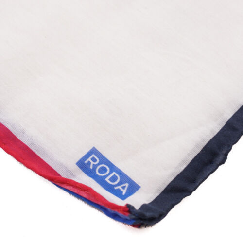 NWT RODA Lightweight Cotton-Silk Pocket Square with Contrasting Quadrant Border - Picture 3 of 4