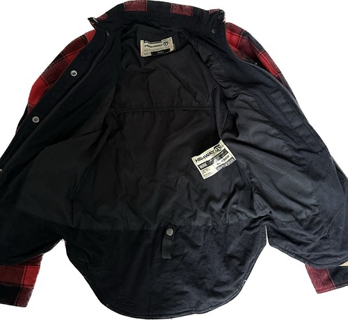 Nueva con etiquetas Chaqueta de franela roja a cuadros Highway 21 para mujer talla S ocultar lema con cremallera a presión - Imagen 8 de 8