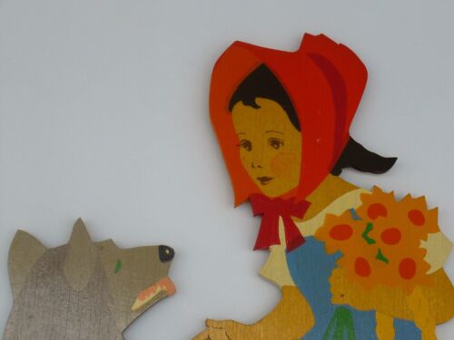Vtg German Red Riding Hood wood wall plaque--Child Decor - Picture 2 of 4