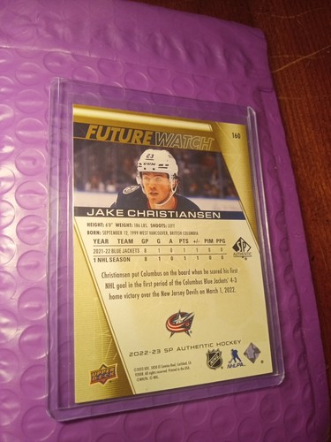 /99 2022-23 SP Authentic Hockey Future Watch Gold #160 Jake Christiansen 80/99 - Bild 3 von 3