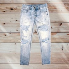 M2 American Eagle AE tomgirl distressed jeans denim size 0 holes button fly