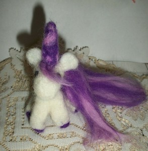 Needle-Felted-Animal-Unicorn-plush-Handmade-white-Purple-OOAK-3-034-Artist