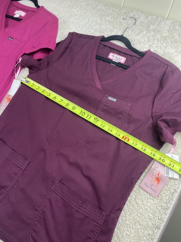 Koi Scrub ShirtsTop Women's S Pink Purple Cotton Blend Lot of 2 Medical Nurse - Picture 7 of 9