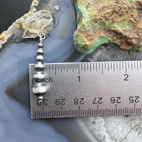 Pendientes colgantes de perlas navajo de 2-8 mm de plata esterlina nativa americana con cuentas para mujer - Imagen 9 de 10