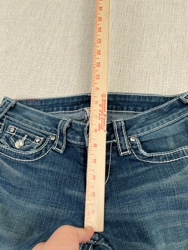 Jeans bootcut True Religion Disco Becky Big T vita bassa donna 26 blu 27" x 32" - Foto 18 di 20