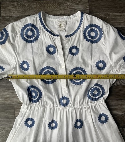 Nimo Midi With Love Dress Women XL Fit & Flare Blue White Embroidered Tuckernuck - Picture 9 of 11
