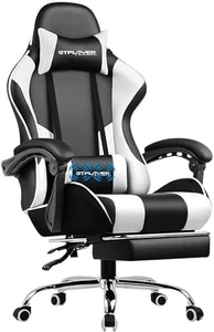 GTPLAYER Gaming Chair with Pocket Spring Cushion, Leather Office Chair with Ergo
