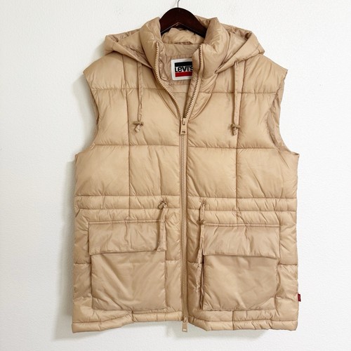 NUEVO Chaleco acolchado con capucha Levi’s Cinch bronceado sésamo talla M - Imagen 3 de 18