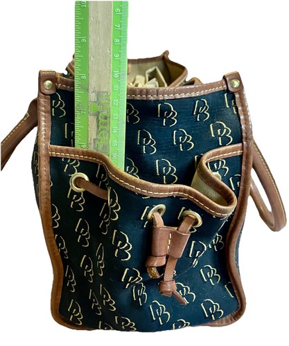 Vintage Dooney & Bourke Monogram Canvas Satchel Tote Bag USA Made Brown Leather - Picture 6 of 16
