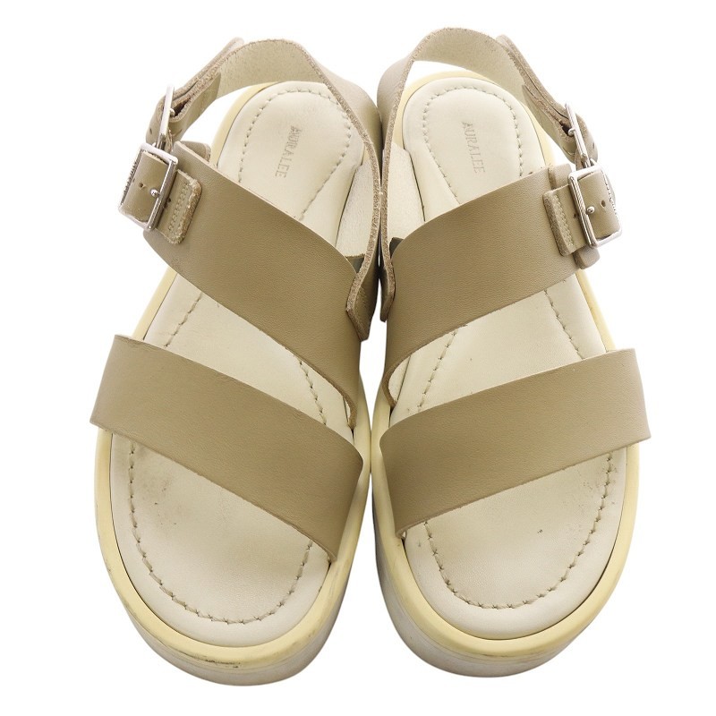 靴 AURALEE LEATHER BELT SANDALS AURALEE Black Leather Belt Flip Flops Auralee