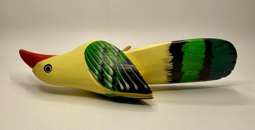 VTG Latin American Hand-carved Hand-painted Wood Toucan Bird On Ring Hoop - Picture 14 of 21