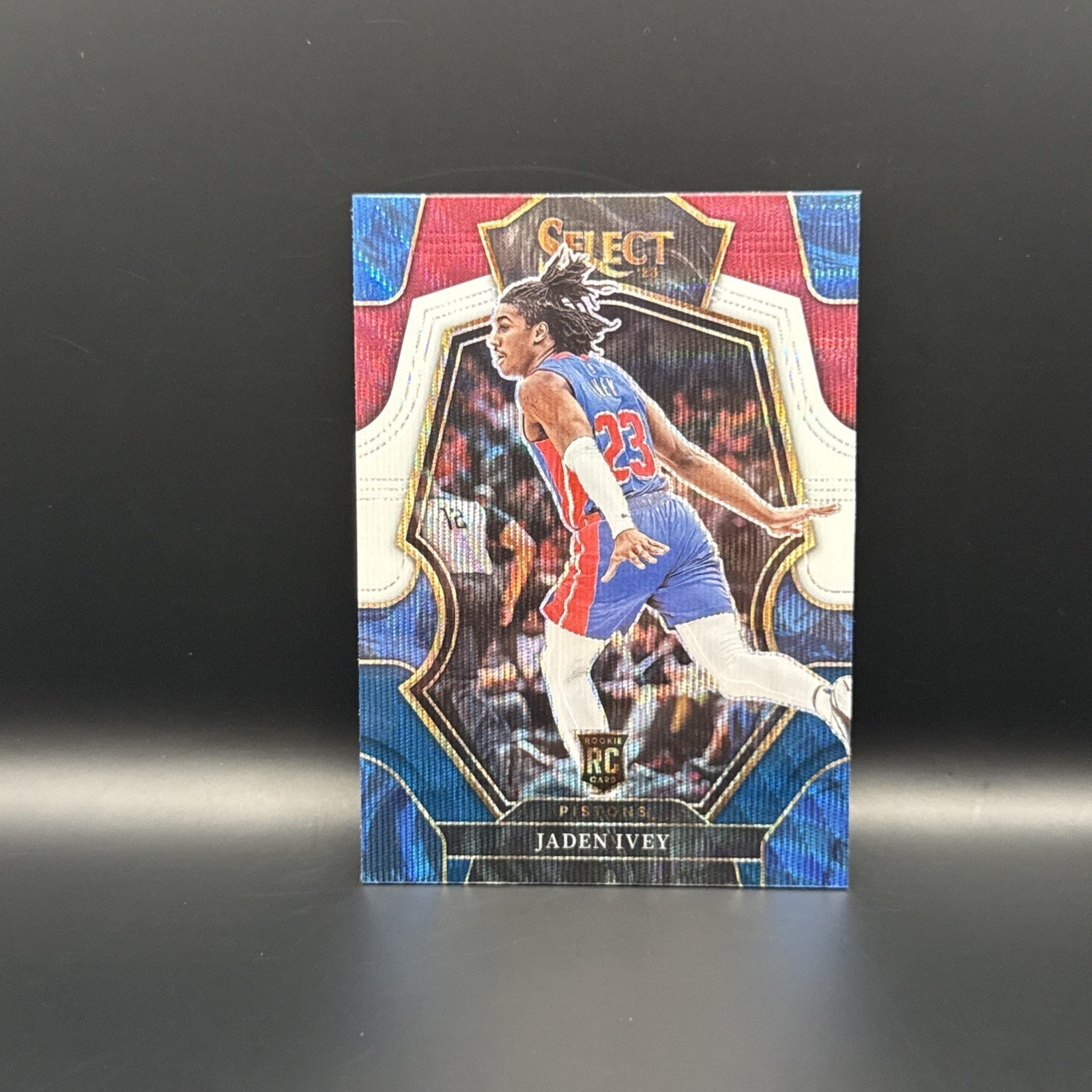 2022-23 Panini Select Premier Level Jaden Ivey #178 Tri-Color Prizm RC Pistons