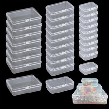 Bead Organizers and Storage-28 Pcs Small Plastic Boxes,Mini Clear Plastic Sto...