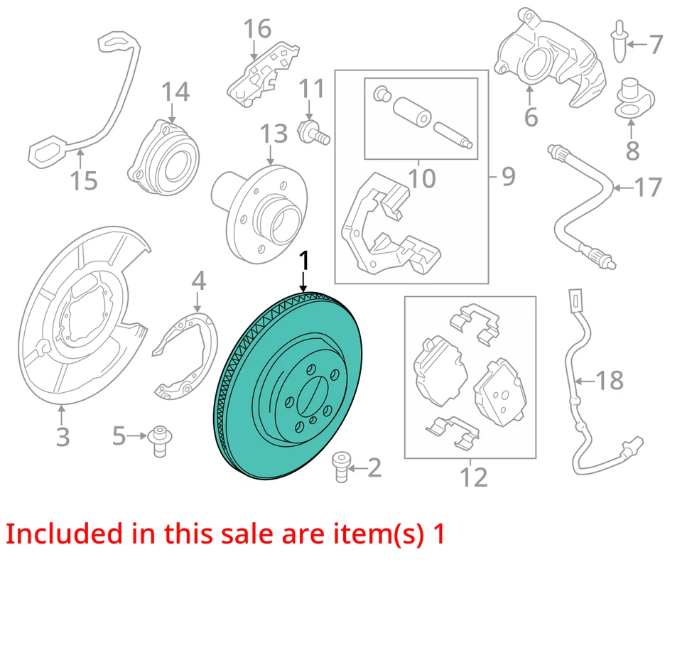 BMW 750I 2009-2015 RUEDA TRASERA IZQUIERDA DISCO ROTOR OEM Foto 3 de 4