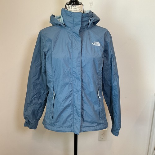 The North Face Hyvent Blue Rain Jacket Hooded Lightweight Coat sz M