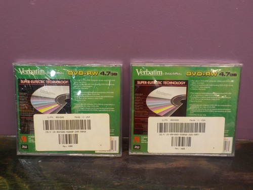 Verbatim DVD+RW 2 Pack 4.7 GB Data 2.4X Speed Rewritable DataLifePlus NEW! - Picture 3 of 8